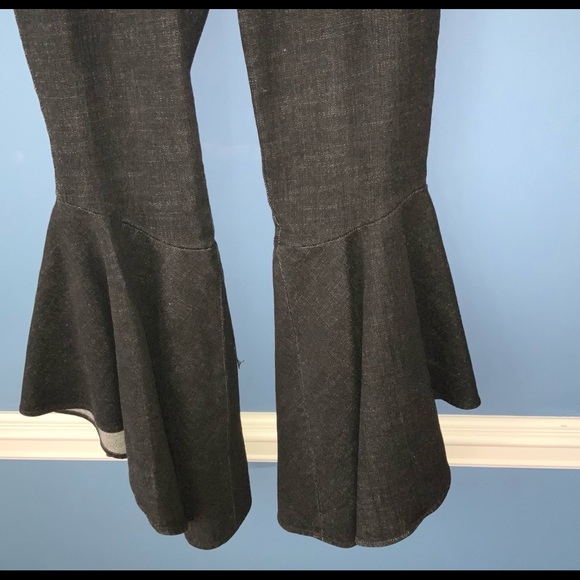 Scripted Denim Ruffle Pant - Picture 3 of 6